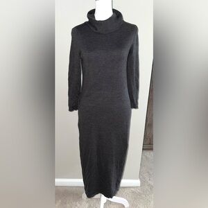 Talbots Charcoal Gray Pure Italian Merino Wool Turtleneck Bodycon Dress